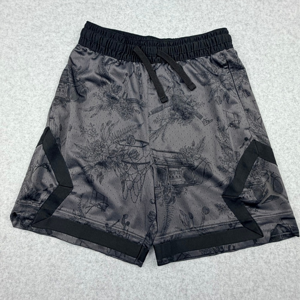 Jordan Dri-FIT Basketball Shorts Mens Small Gray Black Boombox Floral Graphic